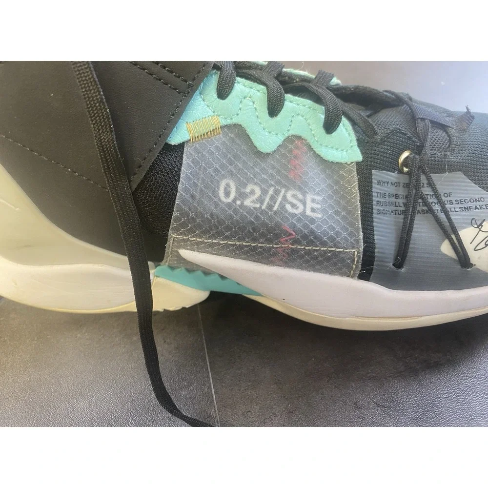 Jordan Men's Why Nots ZerO.2 SE Black/Wht/Grey/Turquois Basketball Shoe Size 11